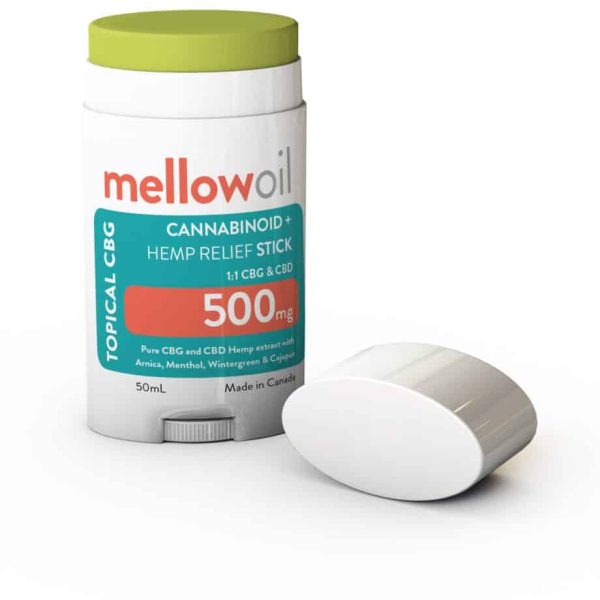 Mellow Oil Topical CBG & CBD 1:1 Cannabinoid Relief Stick 50ml with 500mg of Cannabinoids