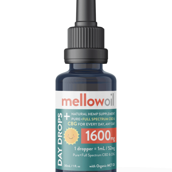 Mellow Oil DAY DROPS PLUS 1600mg with Pure + Full Spectrum CBD and CBG / 53mg of Cannabinoids per mL