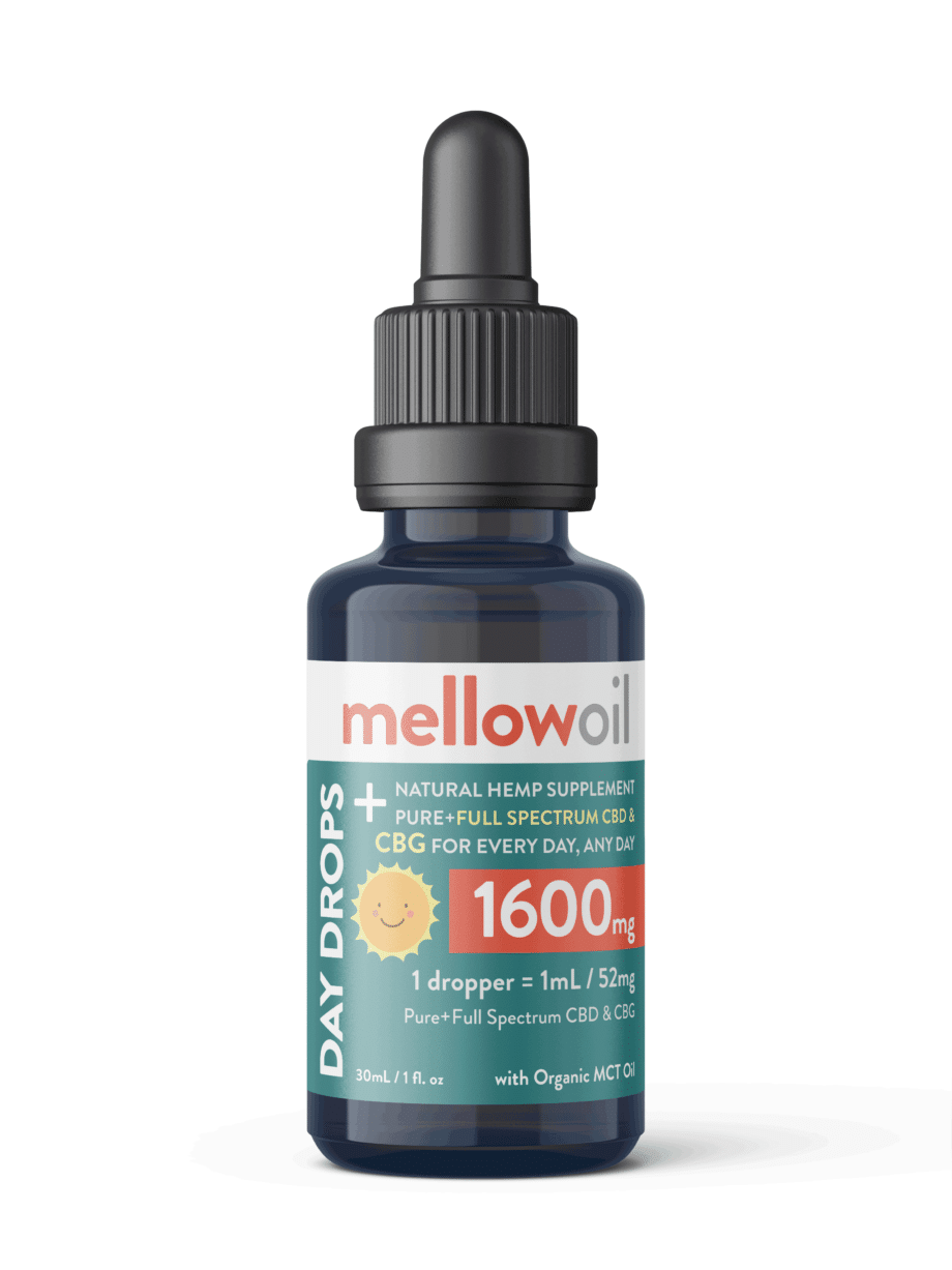 Mellow Oil DAY DROPS PLUS 1600mg with Pure + Full Spectrum CBD and CBG / 53mg of Cannabinoids per mL