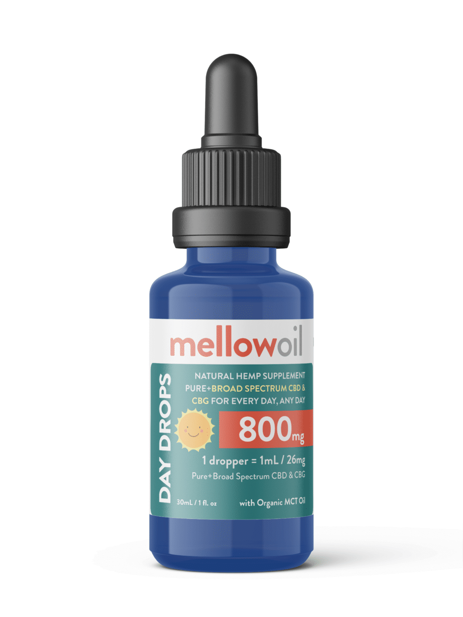 Mellow Oil Day Drops: 800mg of Cannabinoids per mL with Pure + Full Spectrum CBD and CBG