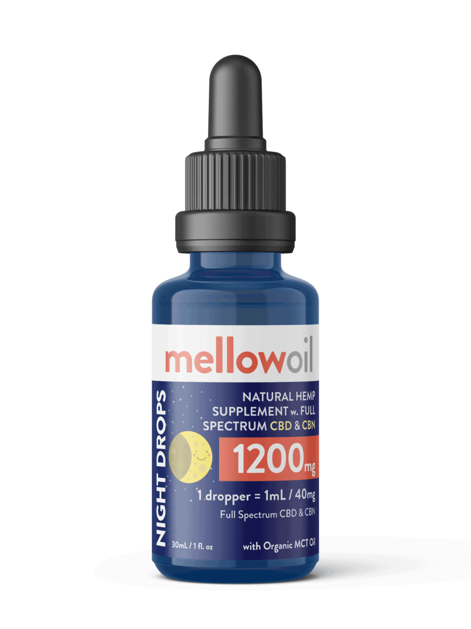 Mellow Oil NIGHT Drops with 1200mg of Full Spectrum CBD and CBN – Cannabinol / 40mg of Cannabinoids per mL